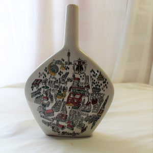 Vintage Escorial Grun Munchen Germany Porcelain Liquor Bottle, Nice Bar Decor