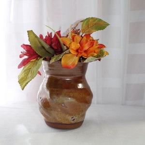 Hand Thrown Studio Pottery Vase, Earth Tones, Ocher, Sienna