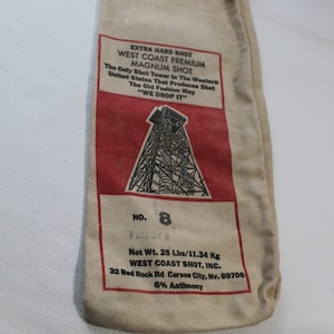 Vintage West Coast Premium Magnum Shot 25 lb. No. 8, Empty Canvas Bag, Carson City, NV