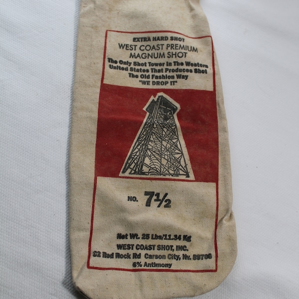 Vintage West Coast Premium Magnum Shot 25 lb. No. 7.5, Empty Canvas Bag, Carson City, NV