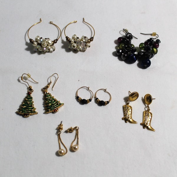 Lot of 6 Pair Vintage Pierced Dangling Earrings, Nice Destash Wardrobe!