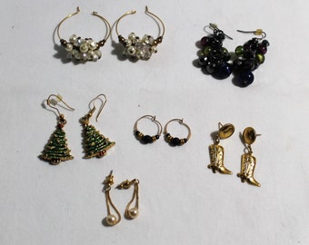 Lot of 6 Pair Vintage Pierced Dangling Earrings, Nice Destash Wardrobe!