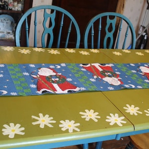 Vintage Santa Claus Christmas Tapestry Table Runner, 72 X 13 Inches image 1