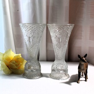 Set of 2 Avon / Fostoria Heart & Diamond Convertible Candlesticks, 1978