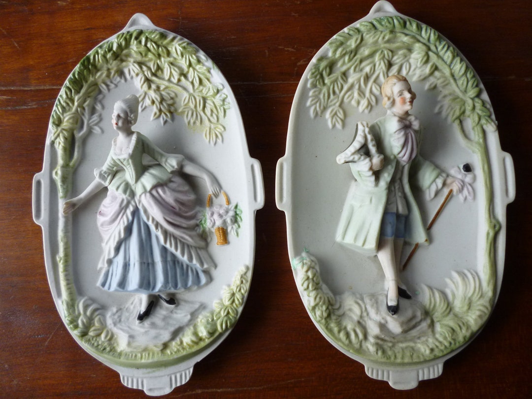 SALE Pair of CHASE Hand Painted Porcelain Plaques, Occupied Japan - Etsy