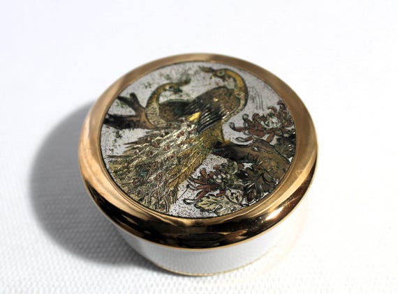 Vintage Keito Fine China Trinket Box with Peacocks