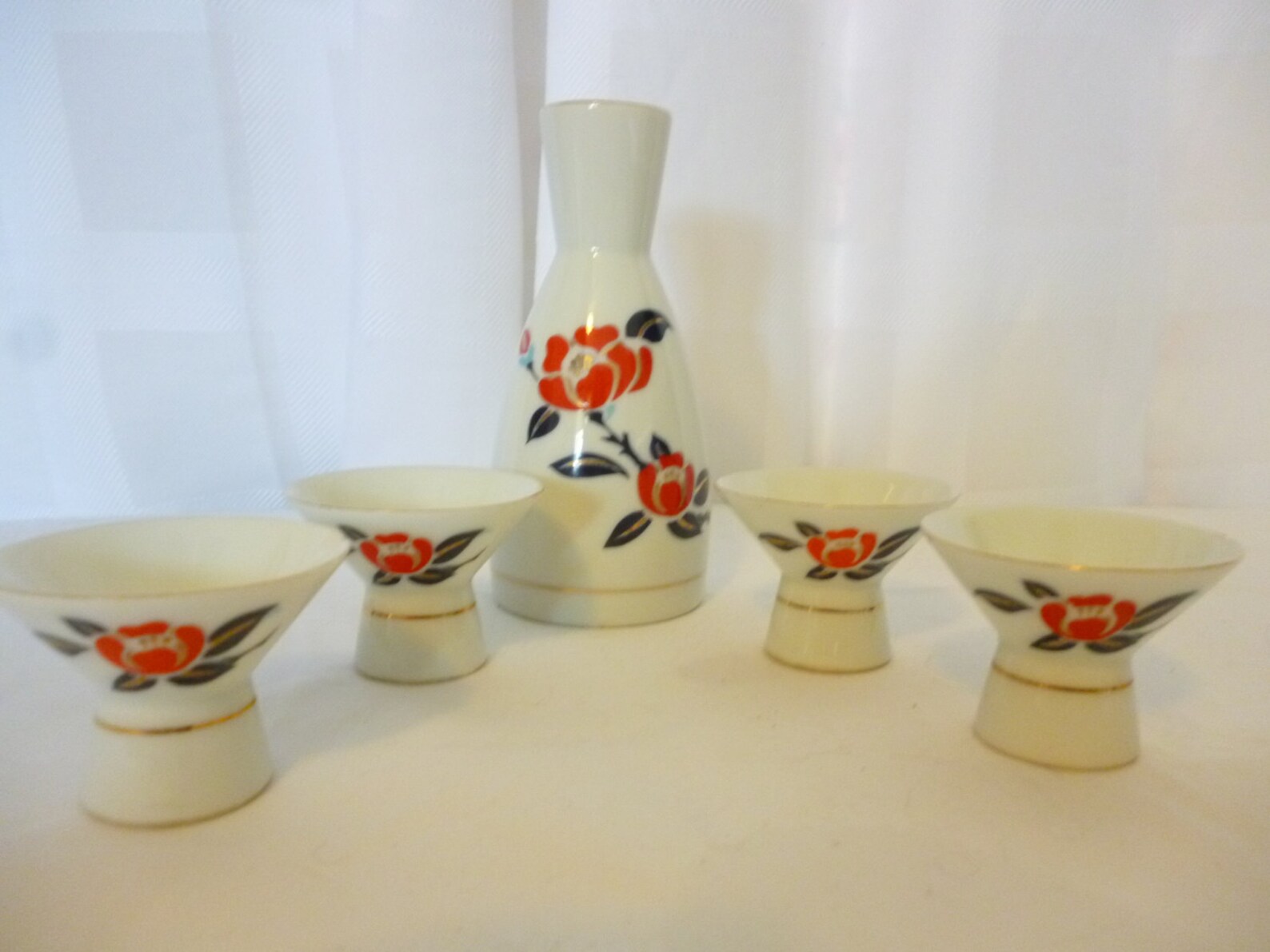Vintage Japanese Ozeki Tajimi Porcelain Sake Set Rose Design Etsy