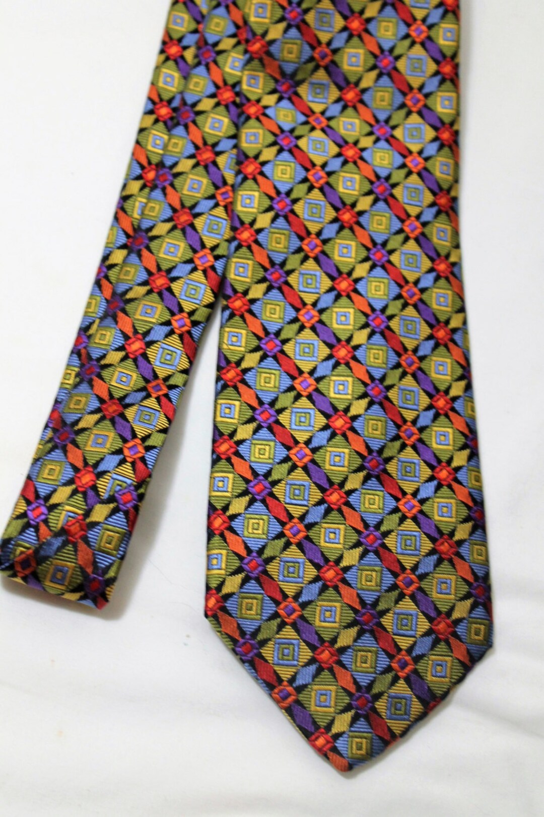 Vintage TOM JAMES Royal Classic Silk Necktie Cool Geometric - Etsy