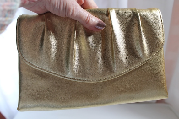 1980s AVON "Polished Gold" Evening Bag, Vegan Clu… - image 6