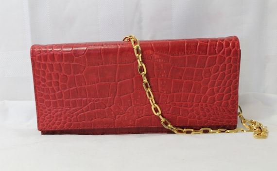 Vintage GIANI BERNINI Red Leather Date Night Clutch o… - Gem