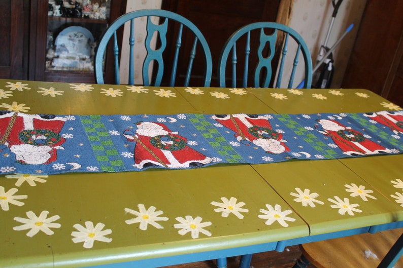 Vintage Santa Claus Christmas Tapestry Table Runner, 72 X 13 Inches image 1