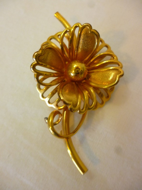 Vintage FORSTNER Flower Brooch 12K GF