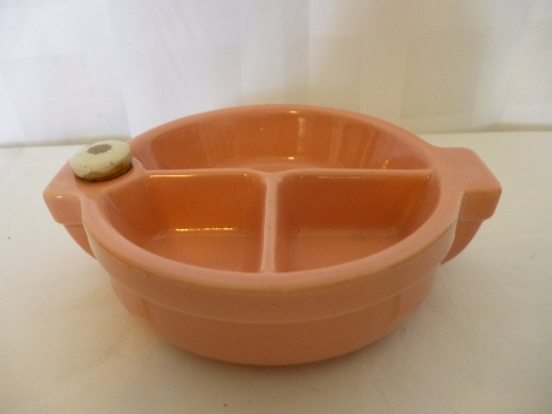 Mid Century Rose Pink Divided Pottery Baby Food Warming Dish - Etsy