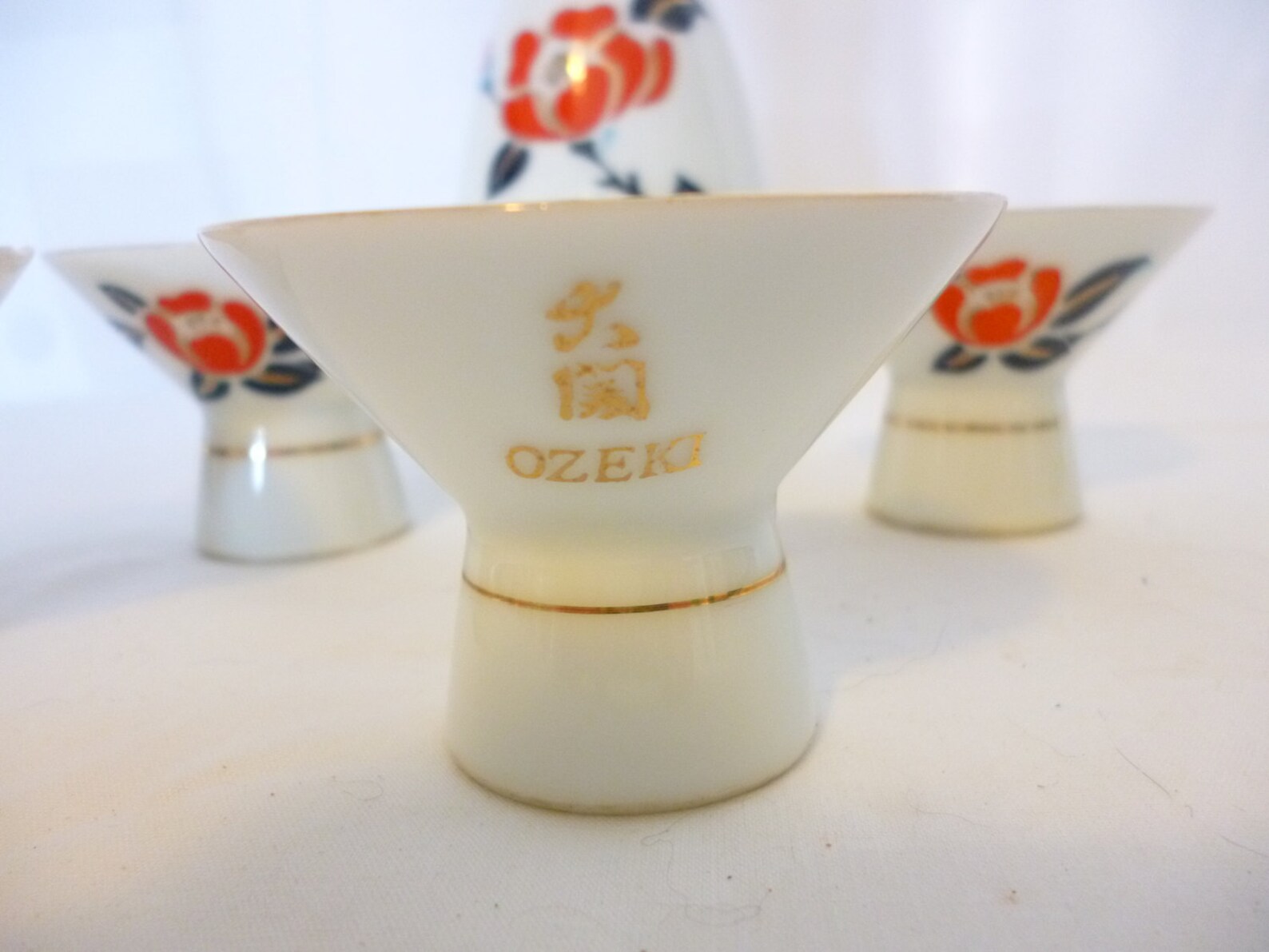 Vintage Japanese Ozeki Tajimi Porcelain Sake Set Rose Design Etsy