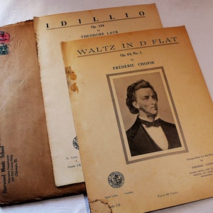 Early 1900s Sheet Music, Idillio Op. 134 by Theodore Lack & Waltz in D Flat Op. 64 No. 1 by Frederic Chopin