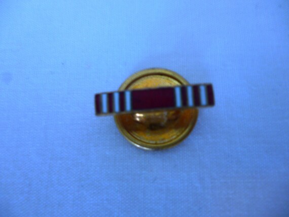 Antique Bar-Style Military Button, Inlaid Red and… - image 2