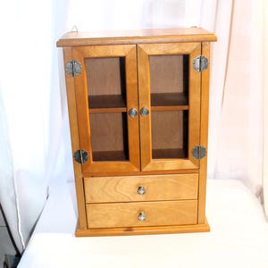 Vintage Solid Wood Wall Mount or Freestanding Cabinet, Curio, Spices, Kitchen, Bathroom