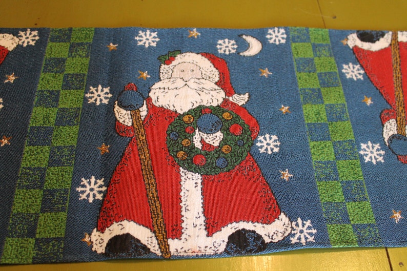 Vintage Santa Claus Christmas Tapestry Table Runner, 72 X 13 Inches image 3