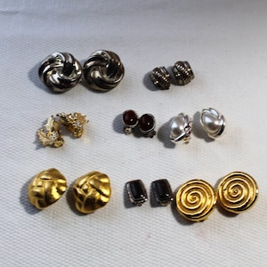 Lot of 8 Pair Vintage 1980s Big & Bold Clip-On Earrings, Instant Wardrobe