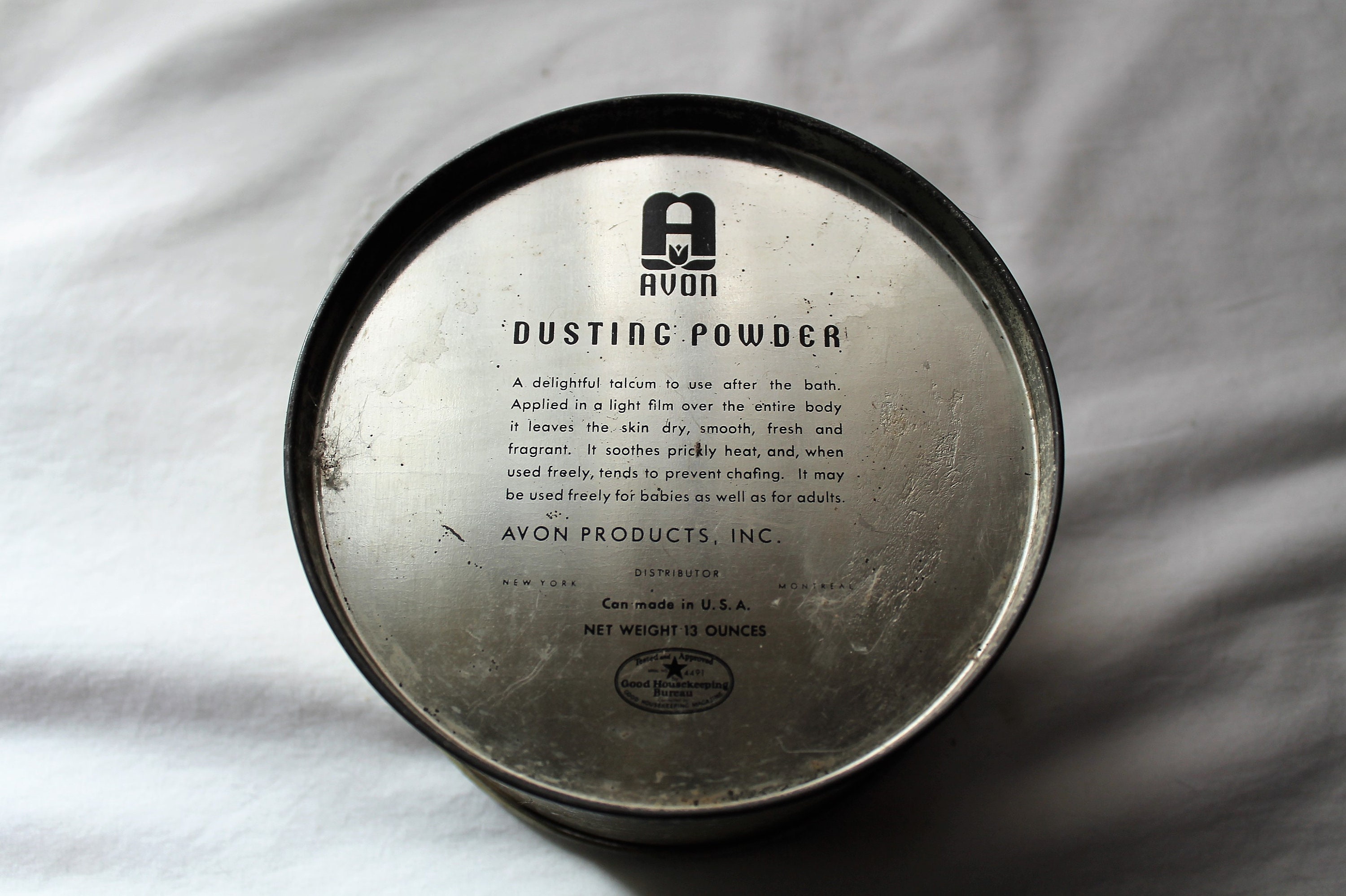 Vintage AVON Dusting Powder Tin 1936 Half Full With Puff Etsy