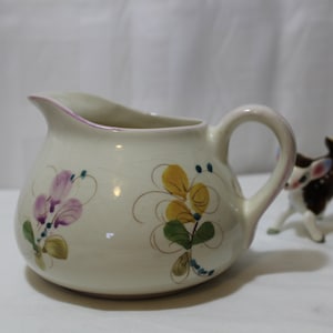 Vintage Floral Pottery Pitcher from Portugal