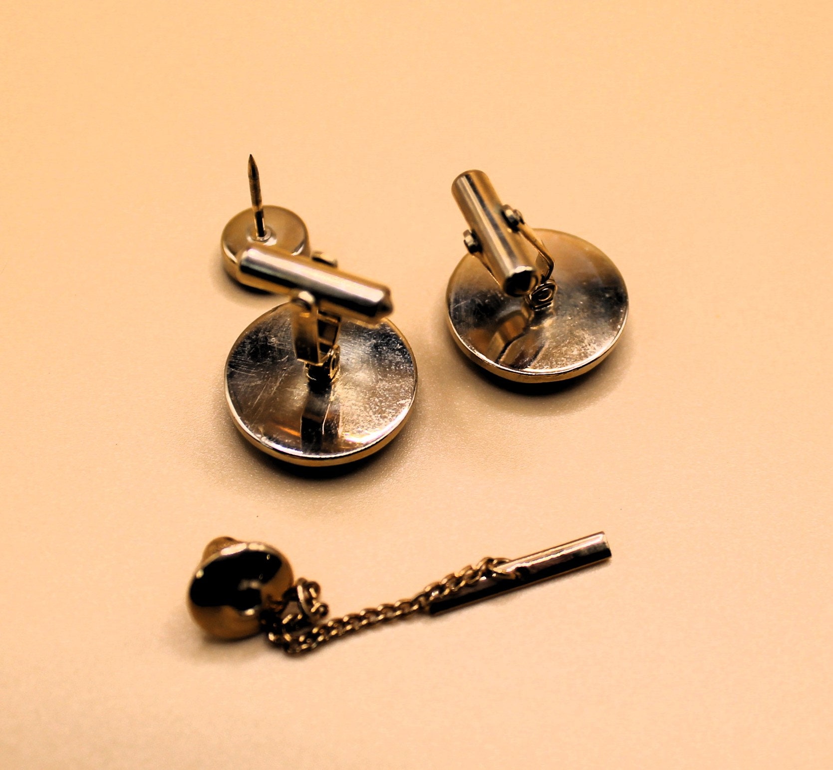 Boutons De Manchette Vintage Années 70 Signés Destino - Style Moderniste En Excellent état
