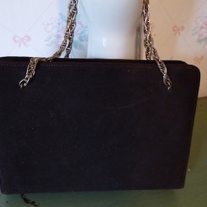 SALE Vintage 1950s Mayer New York Brown Suede Handbag