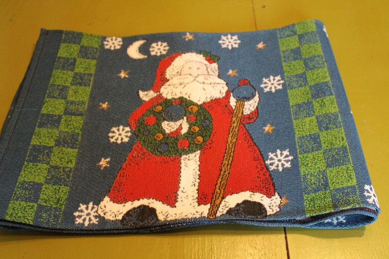 Vintage Santa Claus Christmas Tapestry Table Runner, 72 X 13 Inches image 4