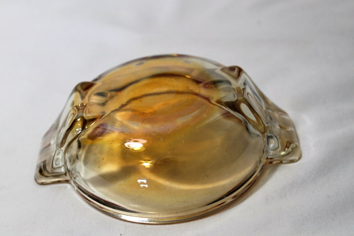 Vintage Peach Glass Ashtray Etsy