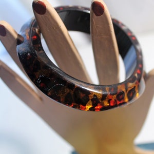 Vintage Asymmetrical Lucite Leopard Print Bangle Bracelet