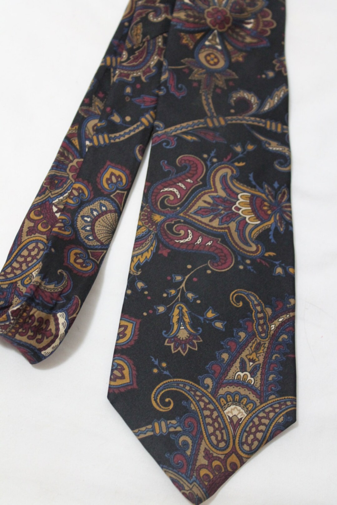 Vintage IZOD 3.75 Inch Wide Silk Necktie Black Paisley - Etsy