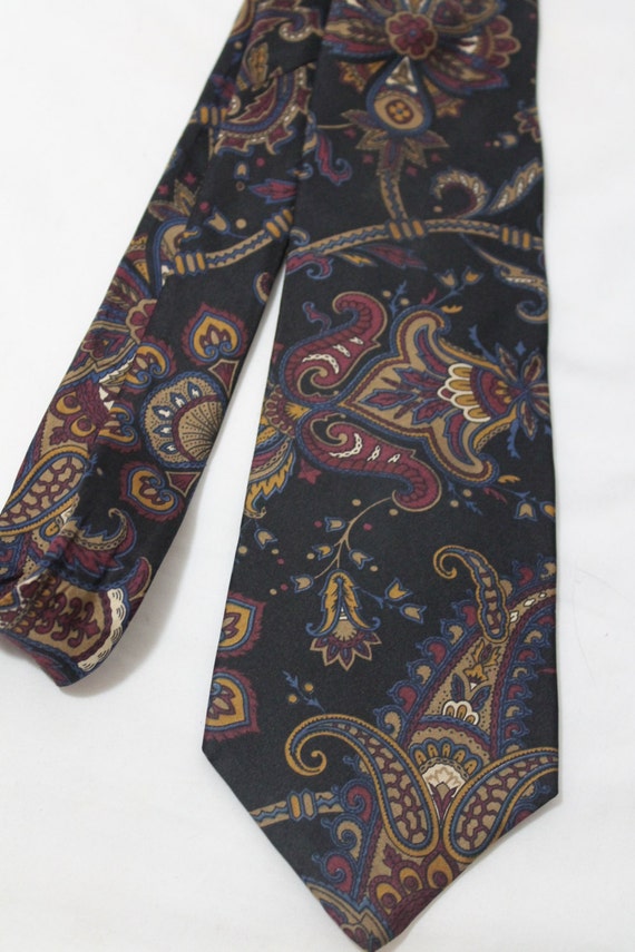 Vintage IZOD 3.75 Inch Wide Silk Necktie Black Paisley | Etsy