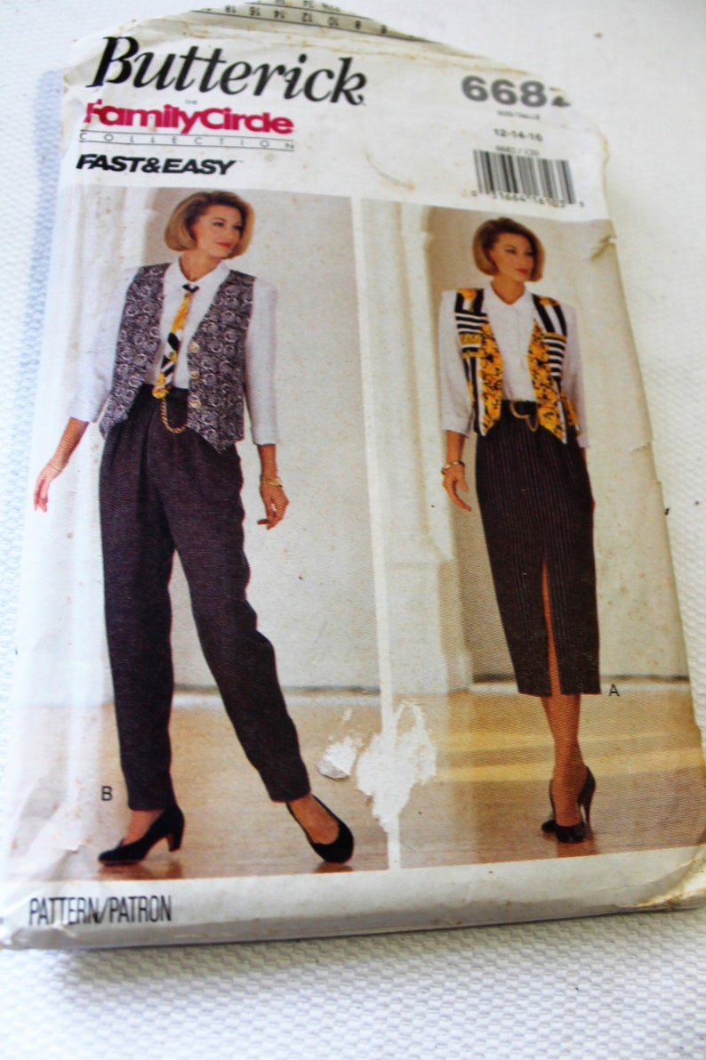 UNCUT Pants Vest Tie Sizes 12-14-16 Misses Fast /& Easy Wardrobe Shirt Vintage 1993 Butterick Pattern 6682 Skirt FF