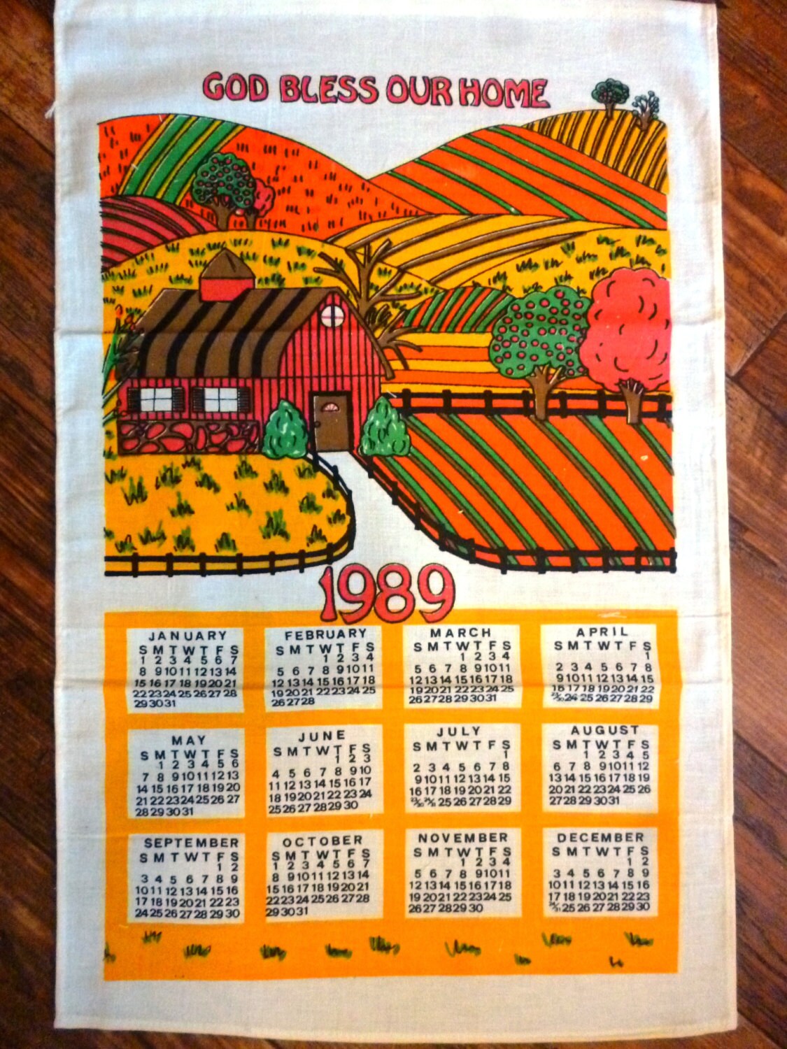 1989 Tea Towel Calendar, God Bless Our Home - Etsy Hong Kong