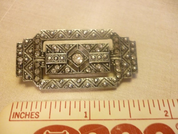 SALE Vintage Art Deco Marcasite Brooch - image 3