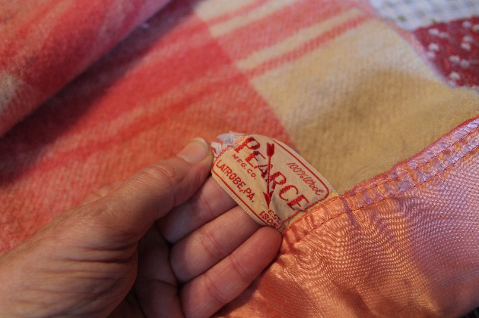 Vintage Heavy Wool Blanket Pink Plaid Double Length 77 X 168 Etsy