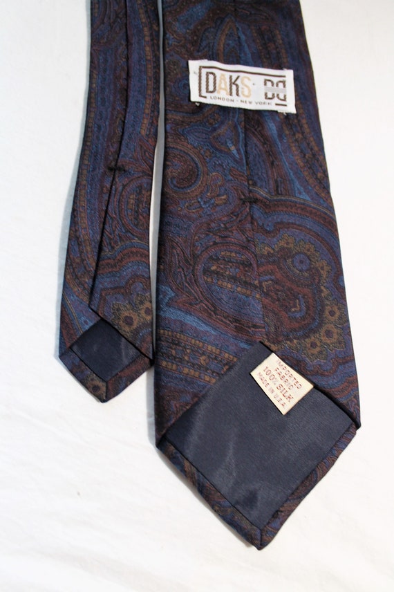 Vintage DAKS London Dark Paisley Silk Necktie, Bl… - image 4