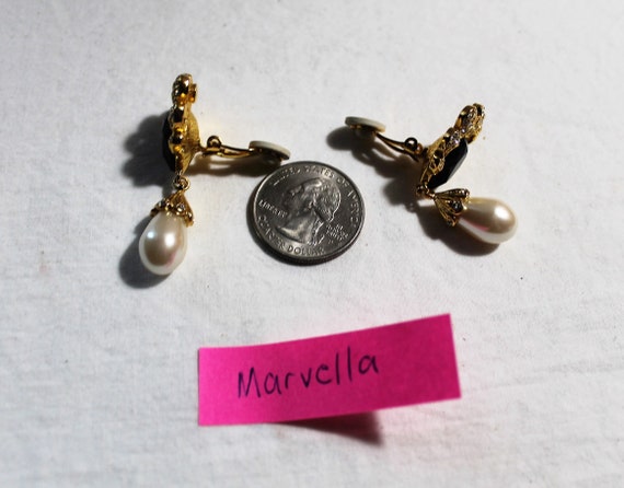 Vintage 1980s Signed MARVELLA Faux Pearl Teardrop… - image 5