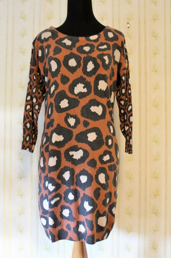 Sexy 90s Animal Print Sweater Wiggle Dress, XS, Bar III