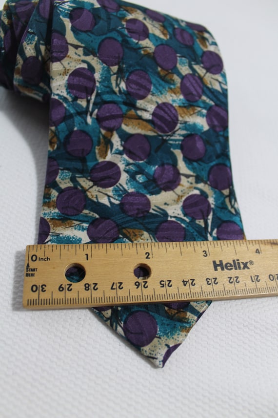 Vintage Como Collezione Silk Necktie, Purple, Tea… - image 5