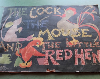 Vintage Childrens Book, The Co*k, The Mouse, and The Little Red Hen, 1931 Paperback Edition