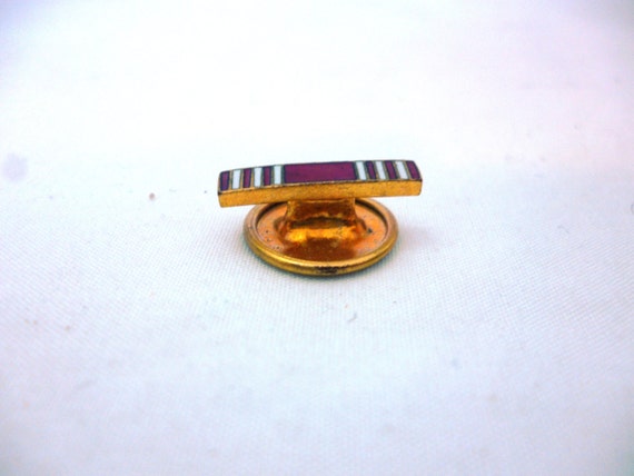 Antique Bar-Style Military Button, Inlaid Red and… - image 1