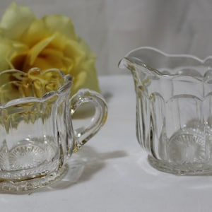 Vintage Pressed Glass Creamer and Open Sugar Bowl