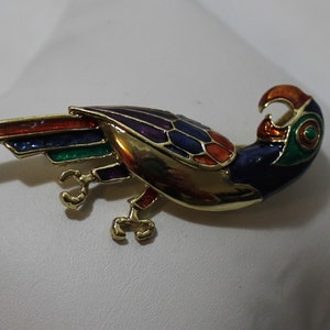 Vintage &quot;Stained Glass Look&quot; Bird Brooch / Pendant