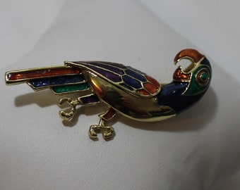 Vintage "Stained Glass Look" Bird Brooch / Pendant