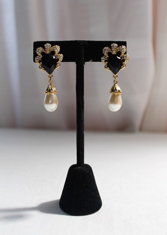 Vintage 1980s Signed MARVELLA Faux Pearl Teardrop… - image 1