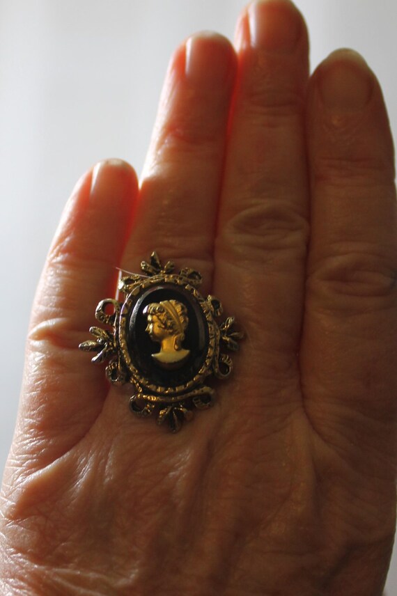 Large Left Facing Cameo Cocktail Ring, Statement … - image 4