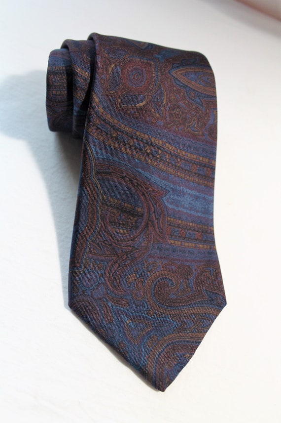 Vintage DAKS London Dark Paisley Silk Necktie, Bl… - image 5