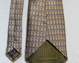 Vintage Stonehenge 100 % soie foulard géométrique cravate