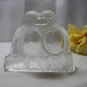 SALE Vintage Solid Frosted Glass Love Birds Picture Frame